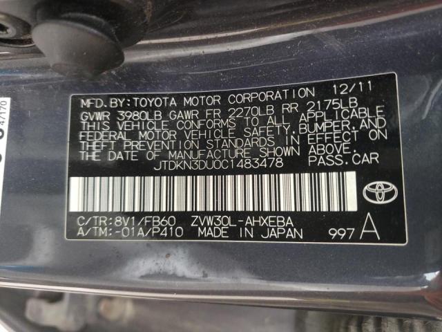 Photo 10 from auction – 2012 TOYOTA PRIUS with VIN JTDKN3DU0C1483478