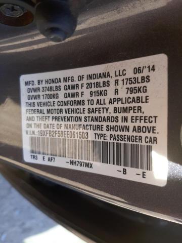 Zdjęcie 10 z aukcji – 2014 HONDA CIVIC LX z VIN 19XFB2F58EE061503