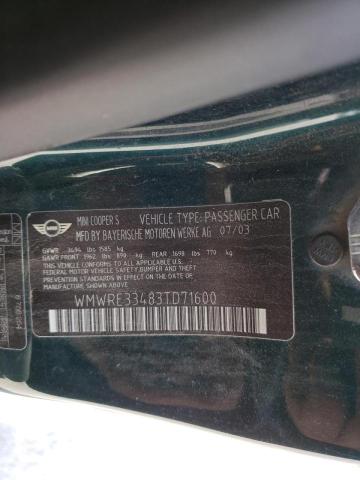 Photo 10 from auction – 2003 MINI COOPER S with VIN WMWRE33483TD71600