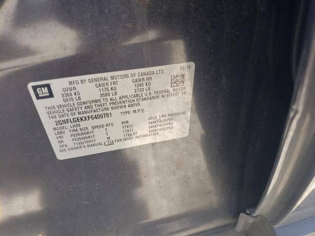 Photo 10 from auction – 2015 CHEVROLET EQUINOX LT with VIN 2GNFLGEKXF6409781