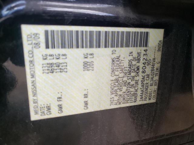 Photo 10 from auction – 2010 NISSAN MAXIMA S with VIN 1N4AA5AP0AC804234