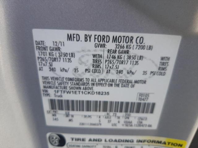 Photo 10 from auction – 2012 FORD F150 SUPER with VIN 1FTFW1ET1CKD18235