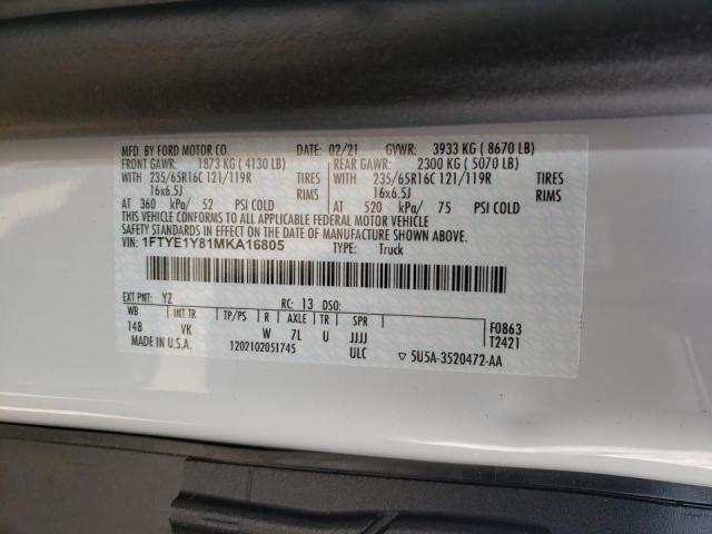 Photo 10 from auction – 2021 FORD TRANSIT T- with VIN 1FTYE1Y81MKA16805