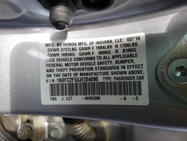 Photo 10 from auction – 2018 HONDA CIVIC LX with VIN 19XFC2F53JE204090