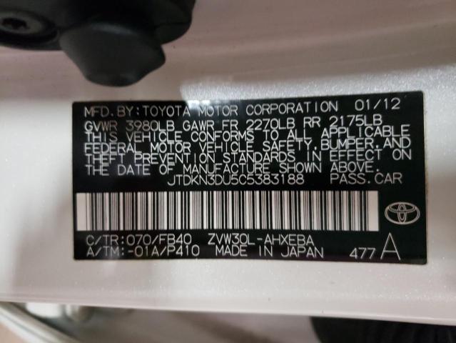 Photo 10 from auction – 2012 TOYOTA PRIUS with VIN JTDKN3DU5C5383188