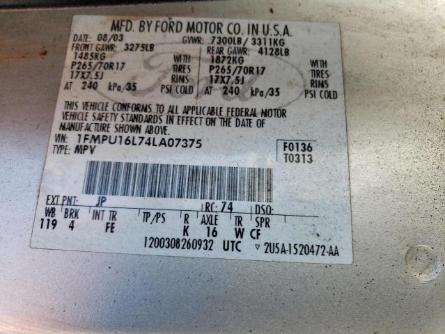 Photo 10 from auction – 2004 FORD EXPEDITION with VIN 1FMPU16L74LA07375