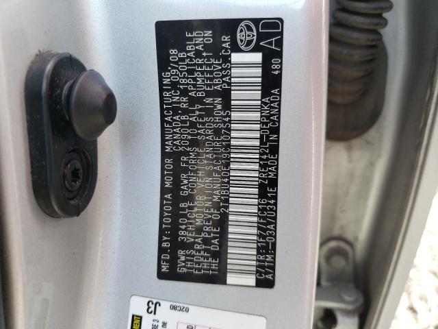 Photo 10 from auction – 2009 TOYOTA COROLA with VIN 2T1BU40E19C107545