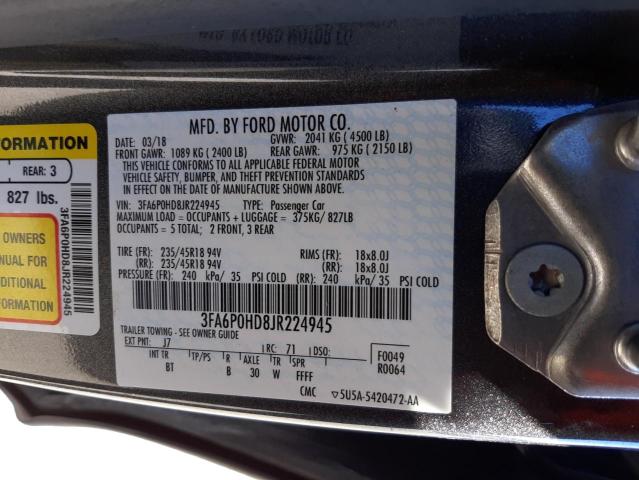 Photo 10 from auction – 2018 FORD FUSION SE with VIN 3FA6P0HD8JR224945