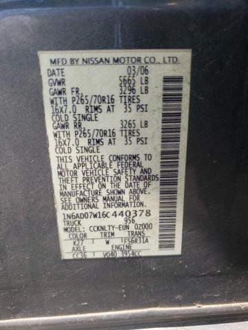 Photo 10 from auction – 2006 NISSAN FRONTIER C with VIN 1N6AD07W16C440378
