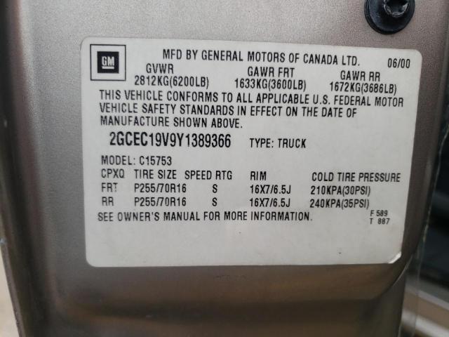 Photo 10 from auction – 2000 CHEVROLET SILVERADO with VIN 2GCEC19V9Y1389366