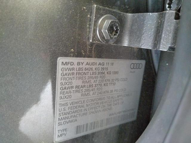 Photo 10 from auction – 2019 AUDI Q7 PREMIUM with VIN WA1LHBF76KD020927