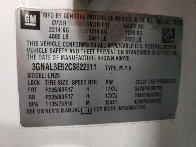 Photo 10 from auction – 2012 CHEVROLET CAPTIVA SP with VIN 3GNAL3E52CS622511