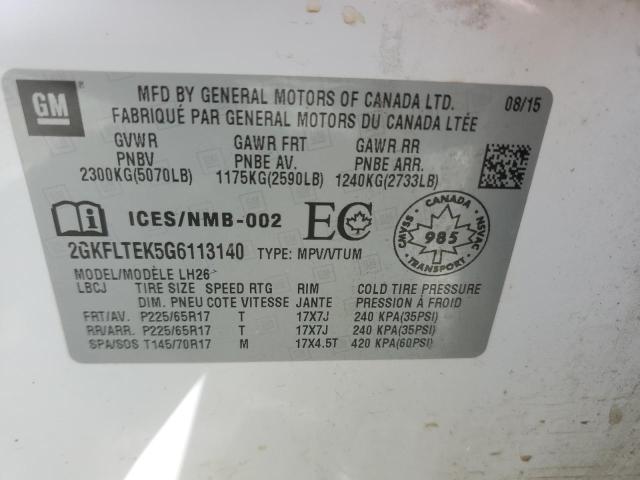 Photo 10 from auction – 2016 GMC TERRAIN SL with VIN 2GKFLTEK5G6113140