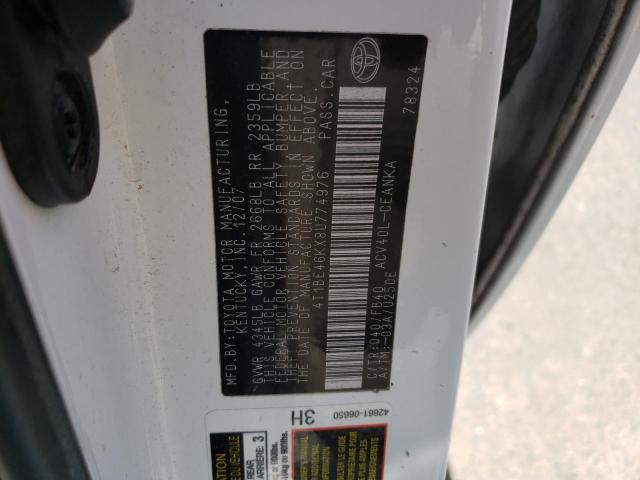 Photo 10 from auction – 2008 TOYOTA CAMRY CE with VIN 4T1BE46KX8U774976