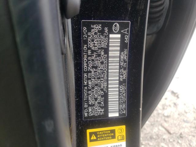 Photo 10 from auction – 2010 LEXUS HS 250H with VIN JTHBB1BA6A2023074