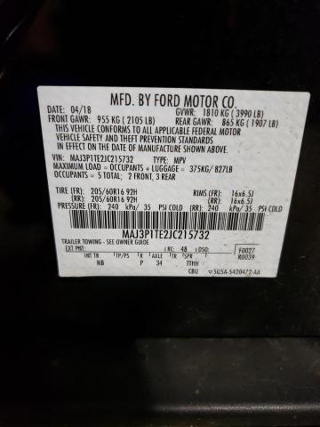 Photo 10 from auction – 2018 FORD ECOSPORT S with VIN MAJ3P1TE2JC215732