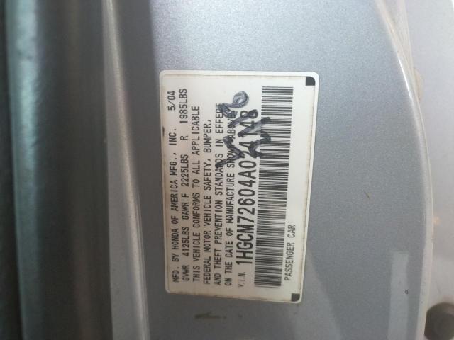 Photo 10 from auction – 2004 HONDA ACCORD EX with VIN 1HGCM72604A024148