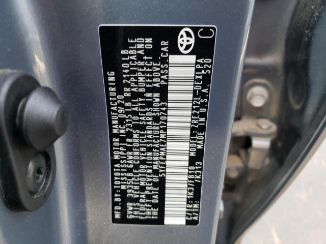 Photo 10 from auction – 2021 TOYOTA COROLLA LE with VIN 5YFEPMAE7MP170743
