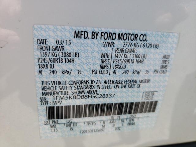 Photo 10 from auction – 2015 FORD EXPLORER X with VIN 1FM5K8D88FGC28337