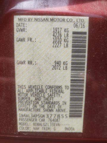 Photo 10 from auction – 2016 NISSAN ALTIMA 2.5 with VIN 1N4AL3AP5GN377855