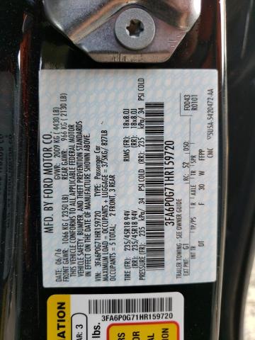 Photo 10 from auction – 2017 FORD FUSION S with VIN 3FA6P0G71HR159720