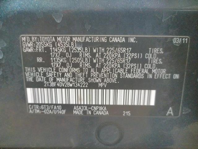 Photo 10 from auction – 2011 TOYOTA RAV4 with VIN 2T3BF4DV2BW134222