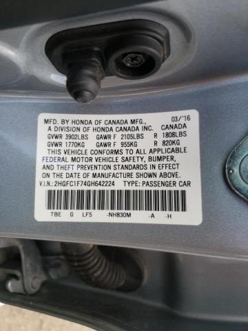 Photo 10 from auction – 2016 HONDA CIVIC EXL with VIN 2HGFC1F74GH642224