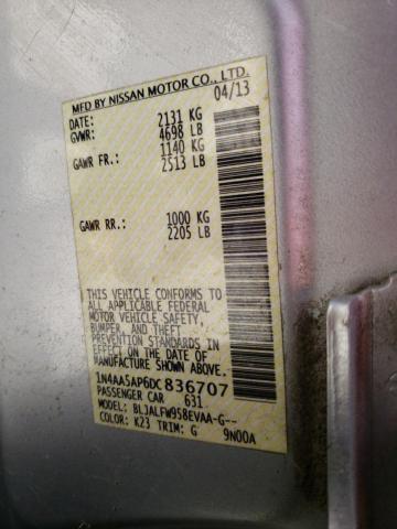 Photo 10 from auction – 2013 NISSAN MAXIMA S with VIN 1N4AA5AP6DC836707