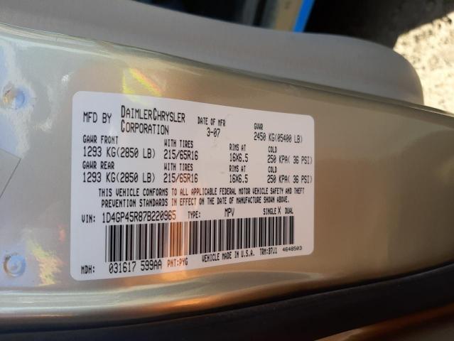 Photo 10 from auction – 2007 DODGE CARAVAN SX with VIN 1D4GP45R87B220965