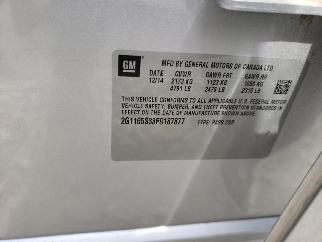 Photo 10 from auction – 2015 CHEVROLET IMPALA LTZ with VIN 2G1165S33F9187877