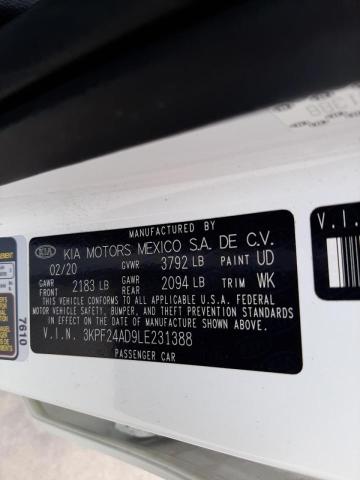 Photo 10 from auction – 2020 KIA FORTE FE with VIN 3KPF24AD9LE231388