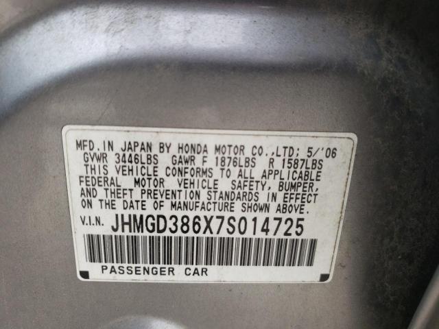 Photo 10 from auction – 2007 HONDA FIT S with VIN JHMGD386X7S014725