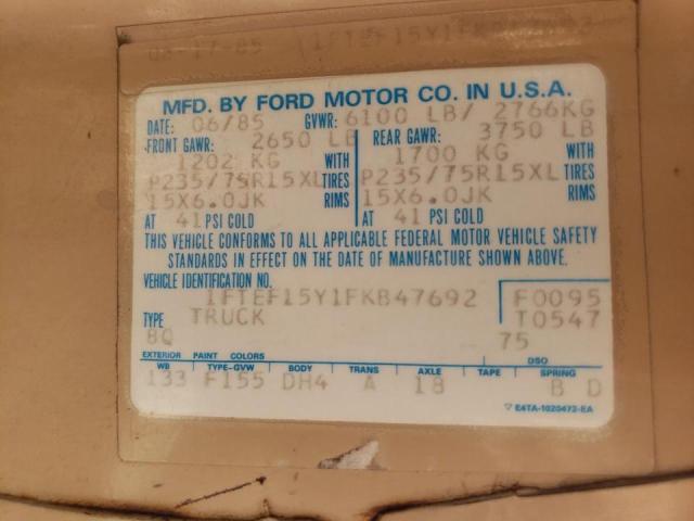 Photo 10 from auction – 1985 FORD F150 with VIN 1FTEF15Y1FKB47692