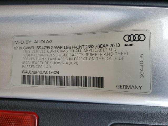 Photo 10 from auction – 2018 AUDI A4 PREMIUM with VIN WAUENBF40JN019324