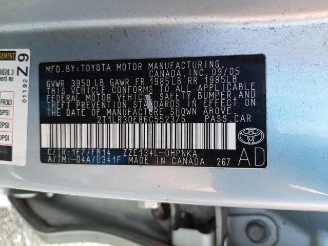 Photo 10 from auction – 2006 TOYOTA COROLLA MA with VIN 2T1LR30E86C552375