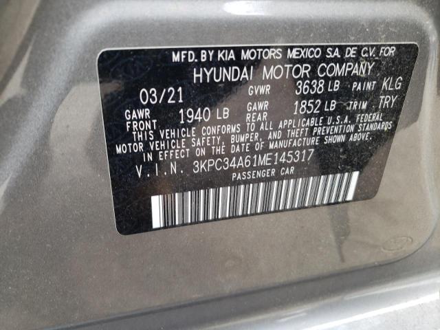 Photo 10 from auction – 2021 HYUNDAI ACCENT LIM with VIN 3KPC34A61ME145317