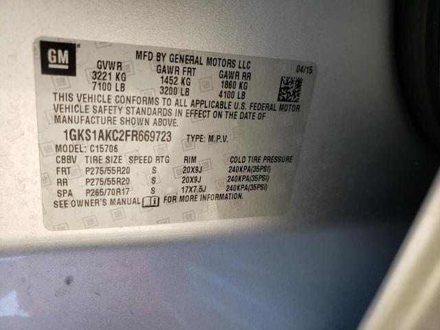 Photo 10 from auction – 2015 GMC YUKON SLE with VIN 1GKS1AKC2FR669723