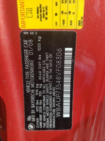 Photo 10 from auction – 2008 BMW 128 I with VIN WBAUP73548VF08306