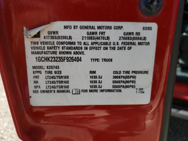 Photo 10 from auction – 2005 CHEVROLET SILVERADO with VIN 1GCHK23235F926404