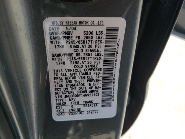 Photo 10 from auction – 2004 NISSAN PATHFINDER with VIN JN8DR09Y14W921103
