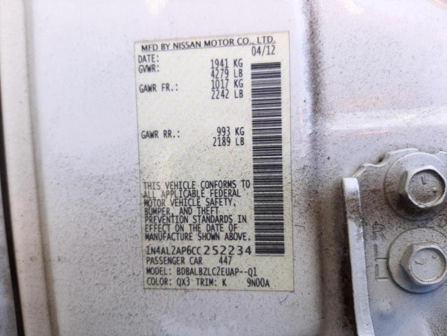 Photo 10 from auction – 2012 NISSAN ALTIMA BAS with VIN 1N4AL2AP6CC252234