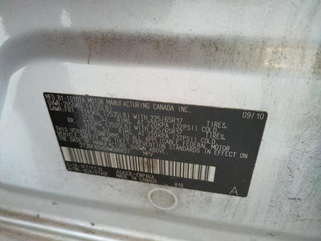 Photo 10 from auction – 2011 TOYOTA RAV4 with VIN 2T3BF4DV6BW086627