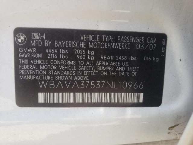Photo 10 from auction – 2007 BMW 328 I with VIN WBAVA37537NL10966