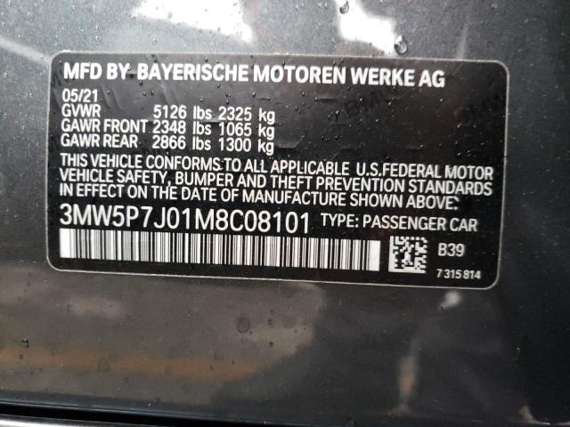 Photo 10 from auction – 2021 BMW 330E with VIN 3MW5P7J01M8C08101