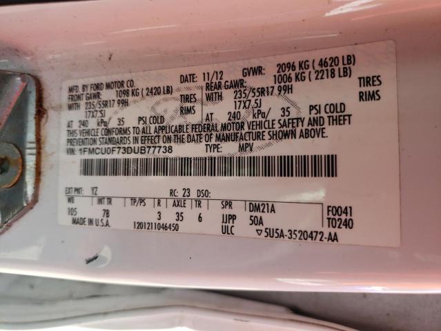Photo 10 from auction – 2013 FORD ESCAPE S with VIN 1FMCU0F73DUB77738