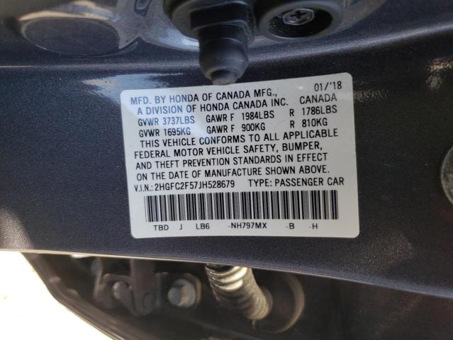 Photo 10 from auction – 2018 HONDA CIVIC LX with VIN 2HGFC2F57JH528679