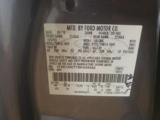 Photo 10 from auction – 2011 FORD ESCAPE XLT with VIN 1FMCU0D77BKA55542
