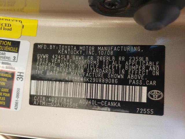 Photo 10 from auction – 2009 TOYOTA CAMRY BASE with VIN 4T1BE46K29U889086