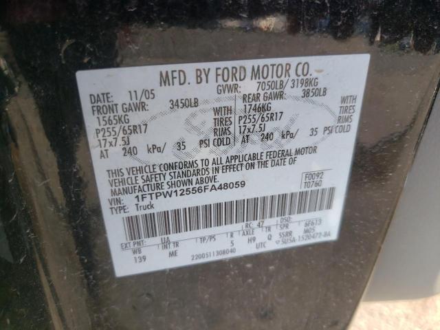 Photo 10 from auction – 2006 FORD F150 SUPER with VIN 1FTPW12556FA48059