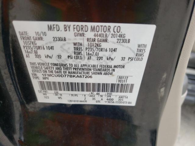 Photo 10 from auction – 2011 FORD ESCAPE XLT with VIN 1FMCU0D77BKA67206
